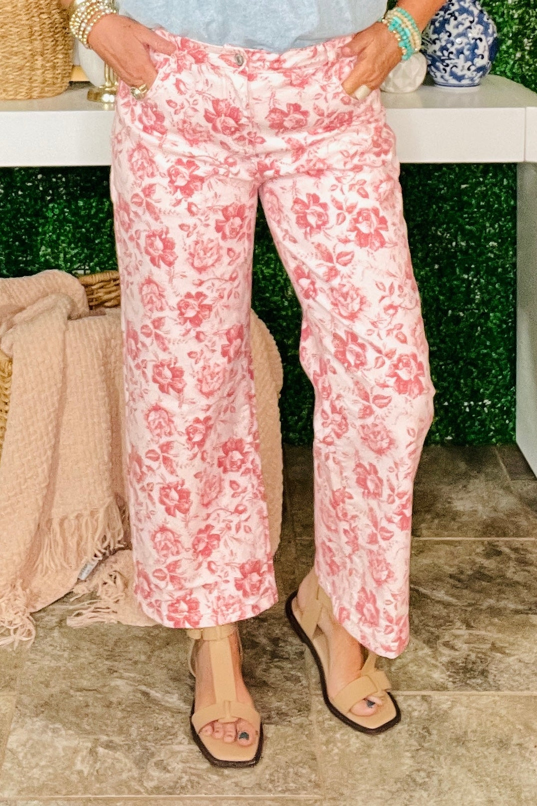 Show Off Pink Vintage Floral Jeans