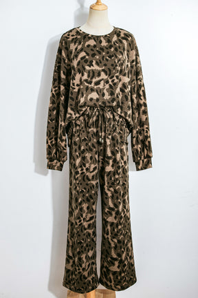 Lounge About Town Brown Leopard Set