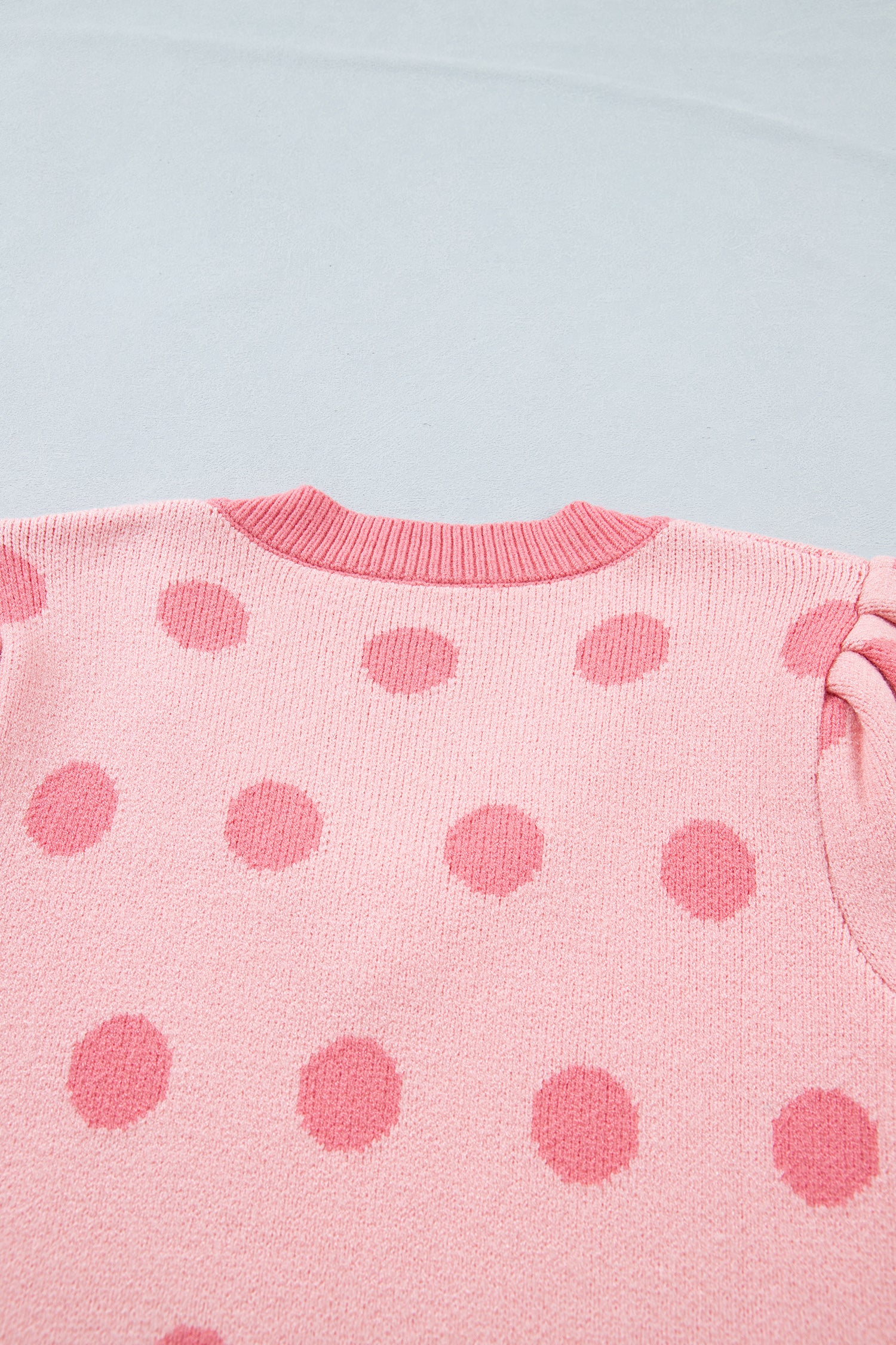 Haute Spot Rose Red Polka Dot Sweater Top