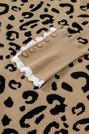 Barely Wild Pattern Lace Ribbed Plus Size Sweater