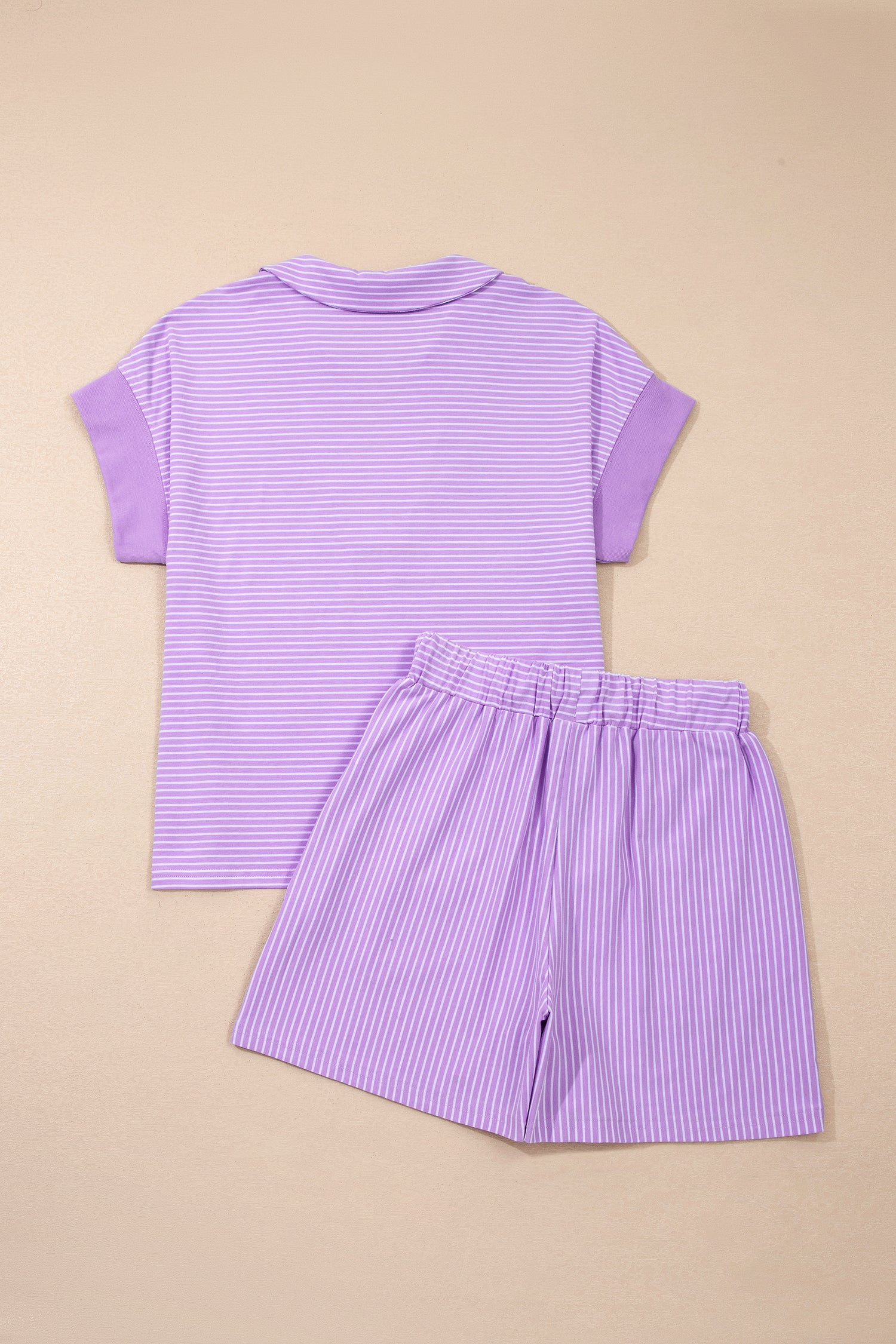 Let's Do This Purple Stripe Top And Shorts Set