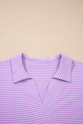 Let's Do This Purple Stripe Top And Shorts Set
