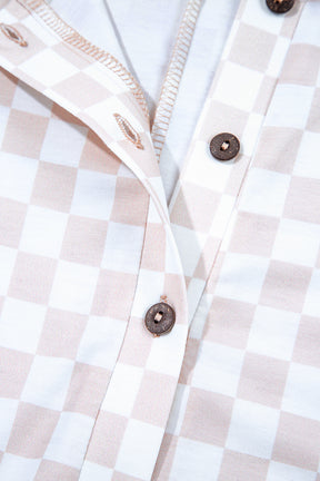Check On That Apricot Checkered Jumpsuit