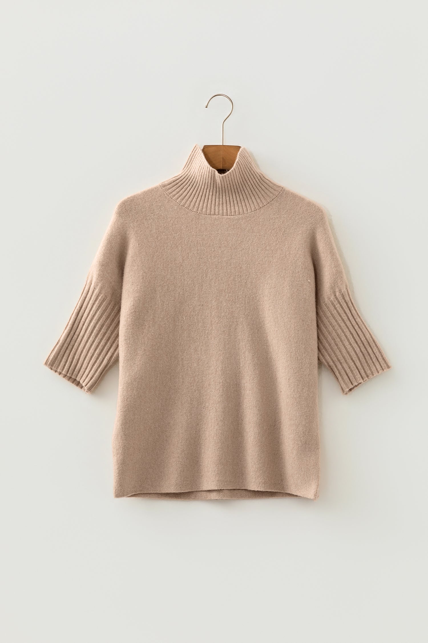 Warm Embrace Beige Ribbed Sweater
