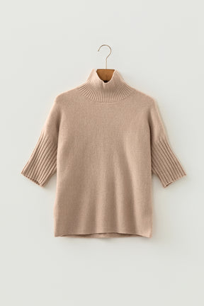 Warm Embrace Beige Ribbed Sweater