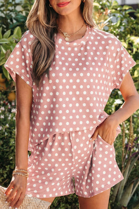 She's Got A Way Pink Polka Dot Top And Short Set