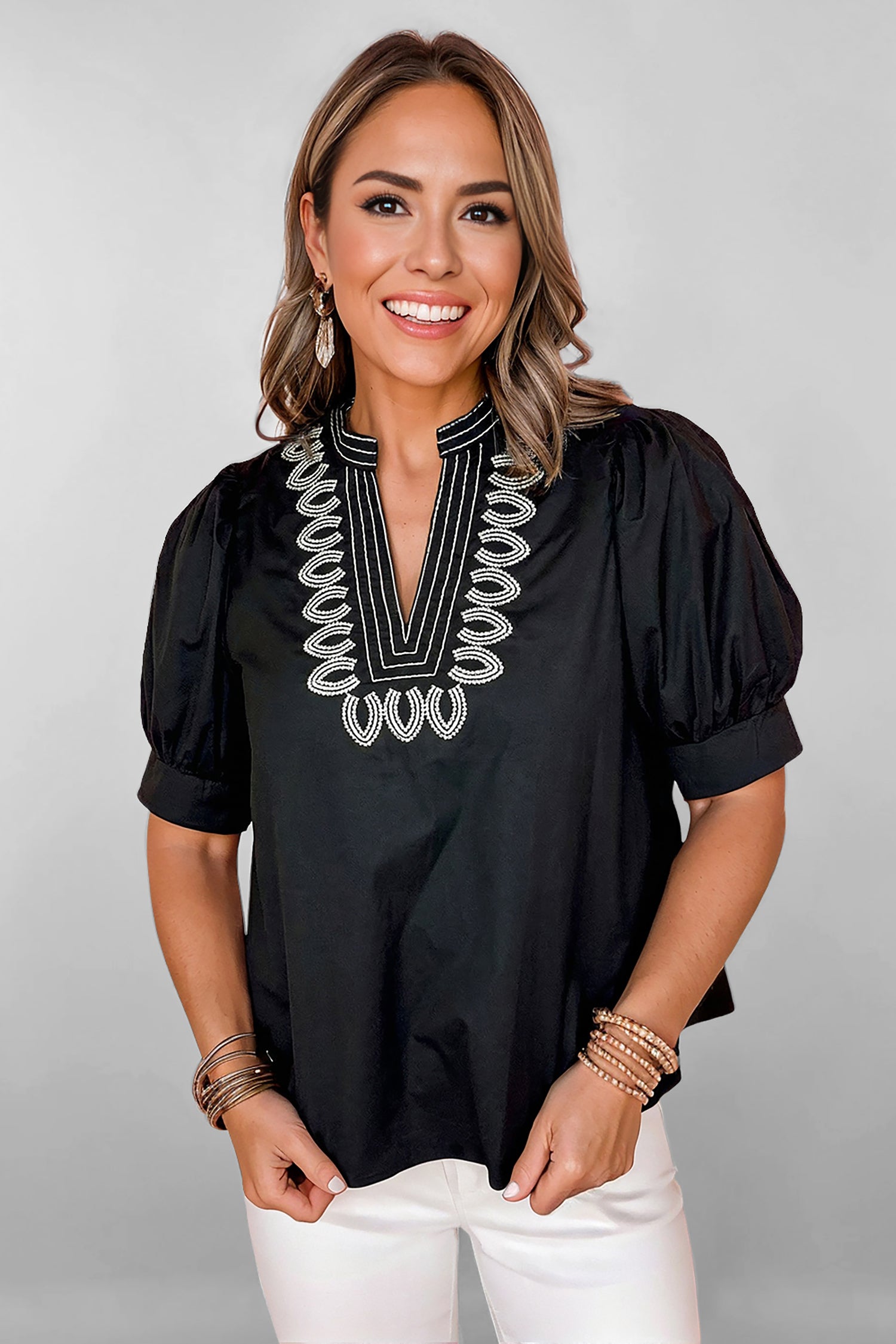 Chic On Repeat Embroidered Detail Top