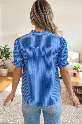 Stripe Dream Ruffled Short Puff Sleeve Top (2 Colors)