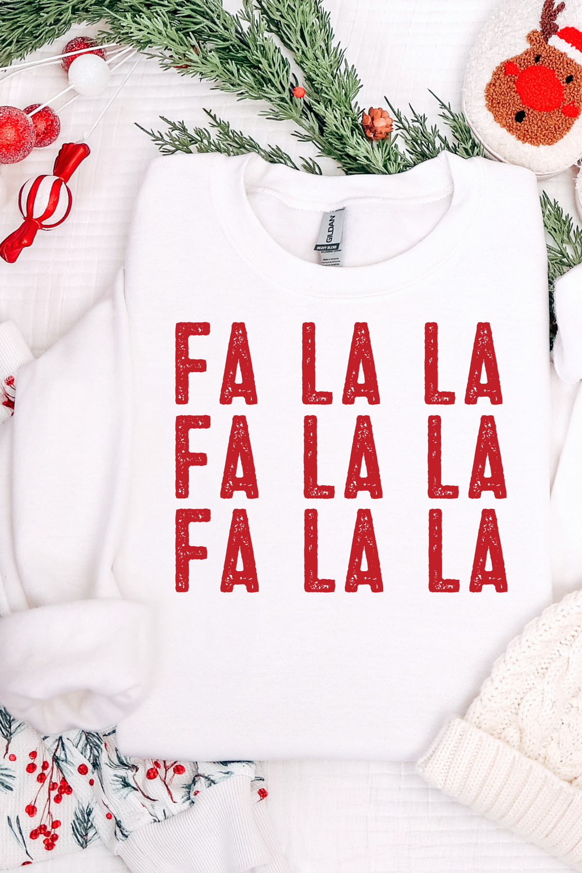 Fa La La Stacked Graphic Tee and Sweatshirt