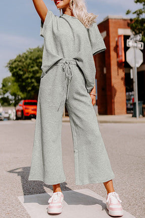 Set Things In Motion Gray Top and Drawstring Pants Set