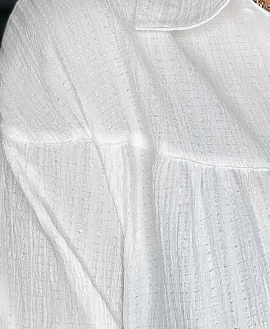 Day Well Spent Crinkled Texture Lantern Sleeve Top