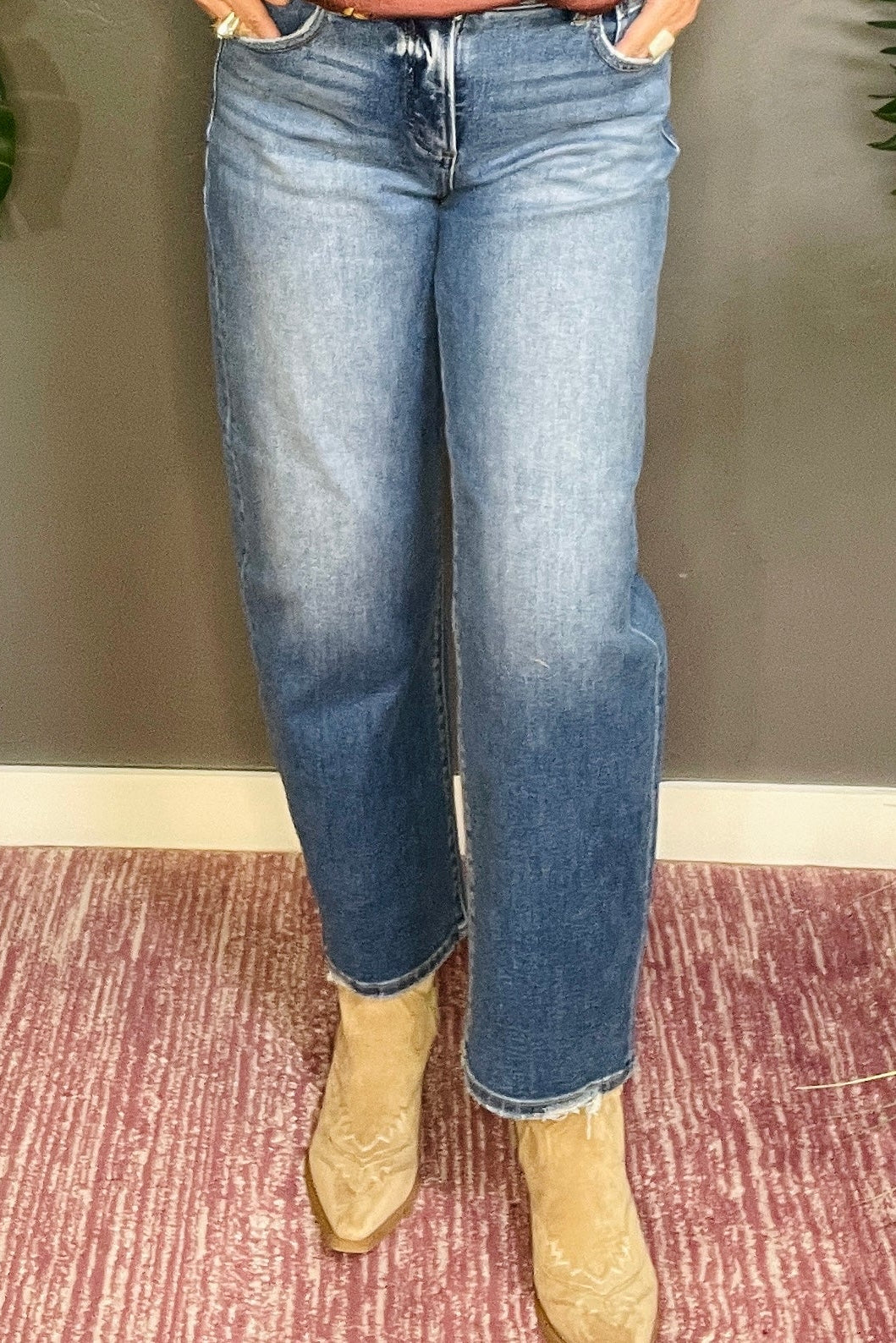 Willow Tummy Control High Rise Ankle Slim Barrel Jeans
