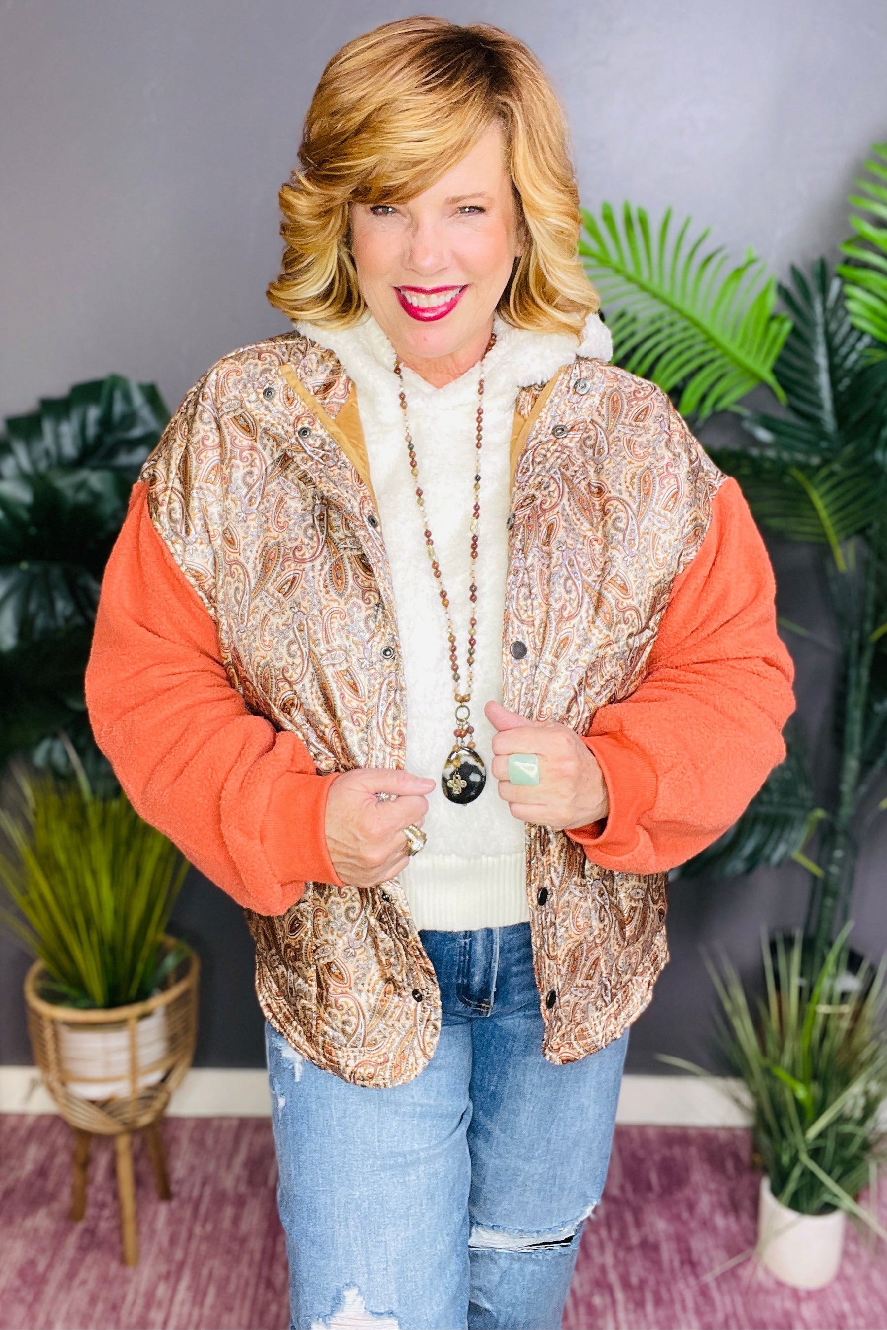 Paisley All The Way Orange Sleeve Jacket - OT077MU