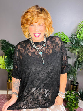 Rebel Romance Floral Lace Sheer Top (2 Colors)
