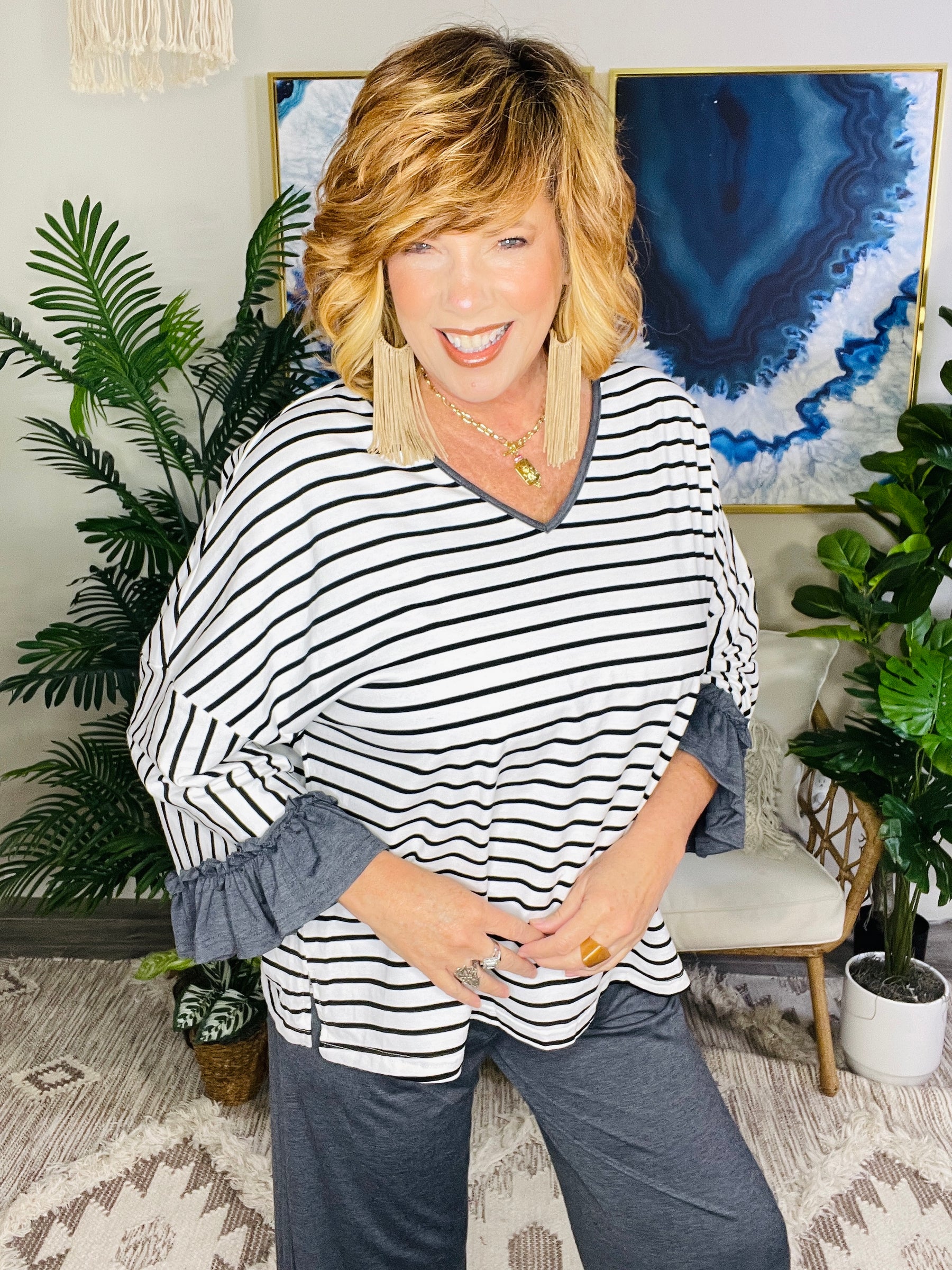 Ruffle Me Cozy Top And Pant Set (2 Colors)