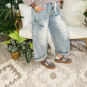Hollis Baggy Barrel Jeans With Cargo Pockets - J093DN