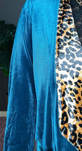 Fierce By Nature Teal Velvet Cardigan - OT083TE