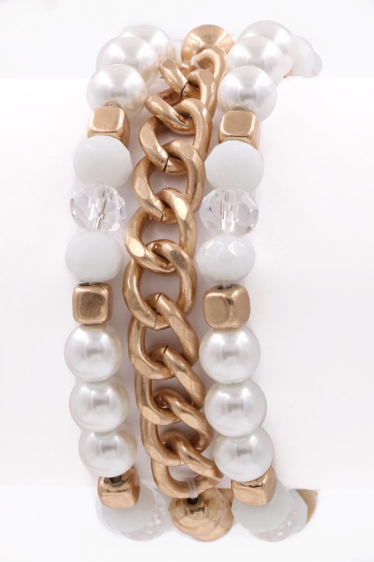 Pearl And Gold 3 Strand Bracelet - B063PR