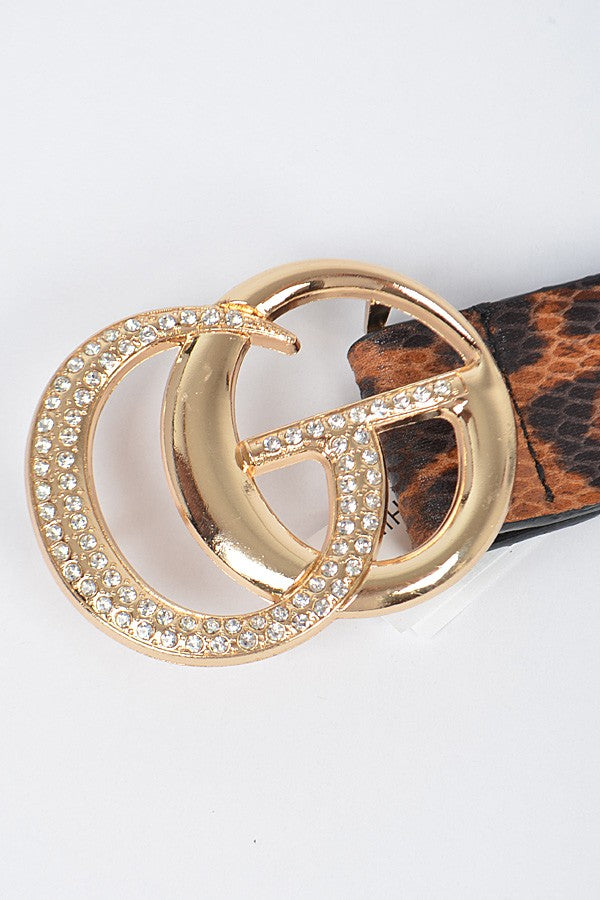 Metal Buckle Leopard Belt - BE003LE