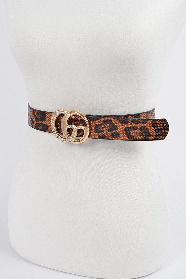 Metal Buckle Leopard Belt - BE003LE