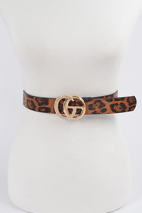 Metal Buckle Leopard Belt - BE003LE