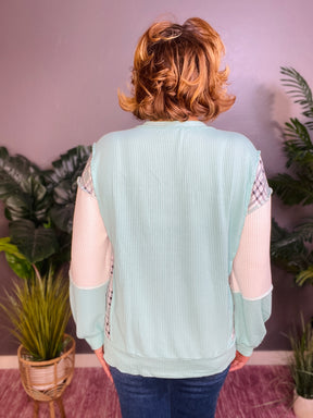 Aruba Dreams Corded Texture Colorblock Top