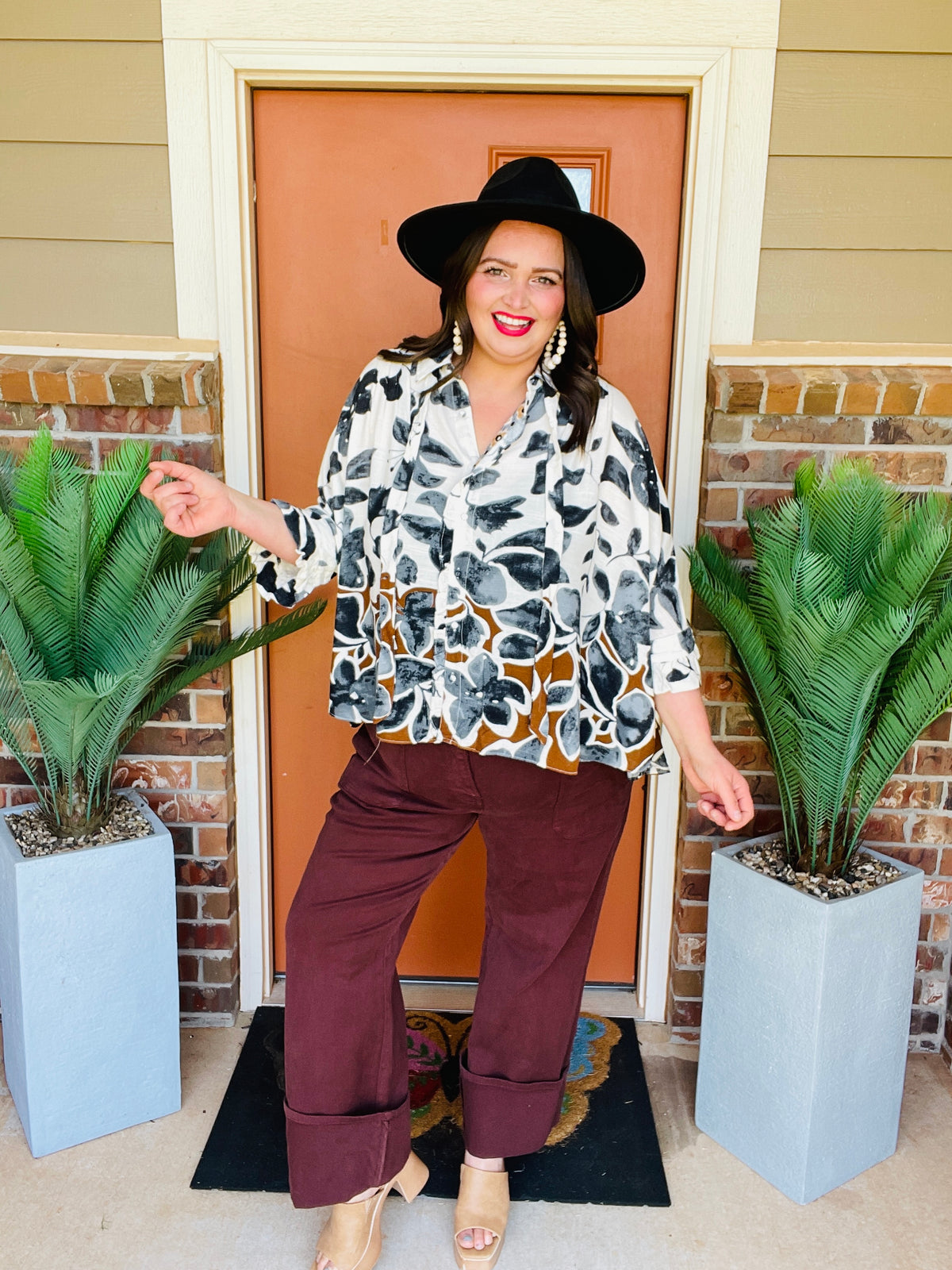 Fields Of Fall Charcoal Top - S919CG