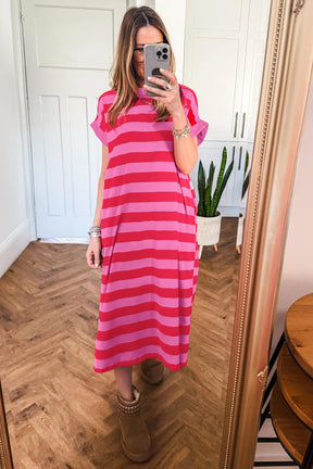 Cabana Cutie Stripe Cuffed Dress (2 Colors)