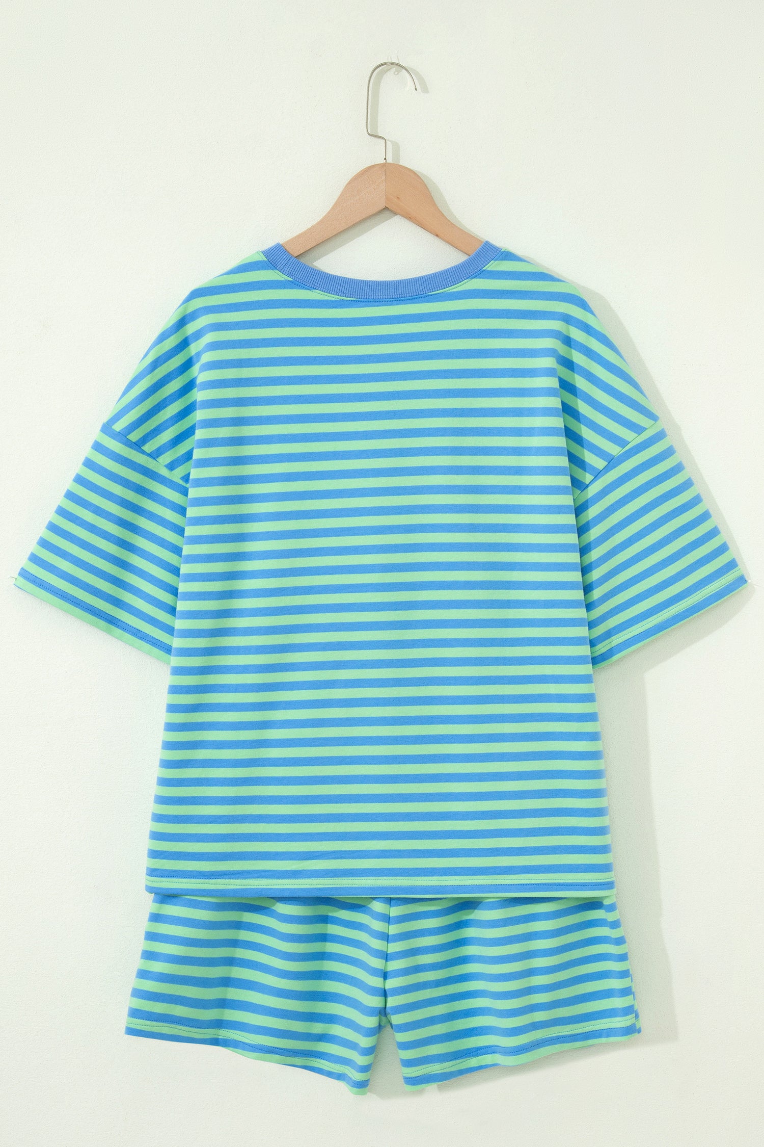 Coastal Ease Green Stripe Top And Short Set