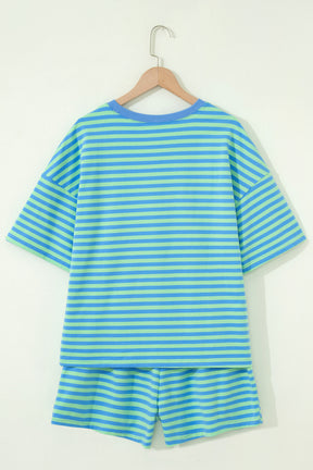 Coastal Ease Green Stripe Top And Short Set