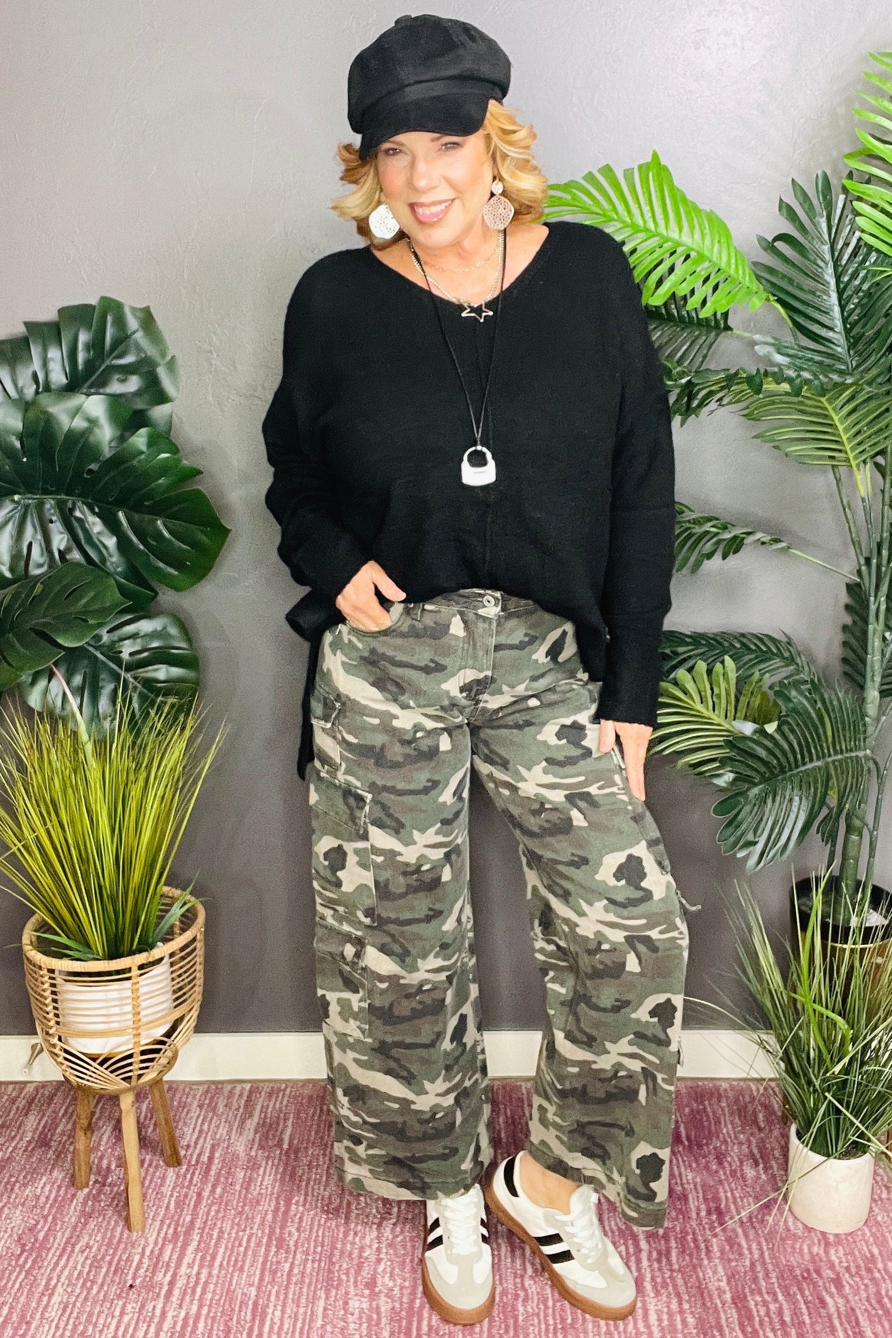 Catch Me If You Can Camo Cargo Wide Leg Pants