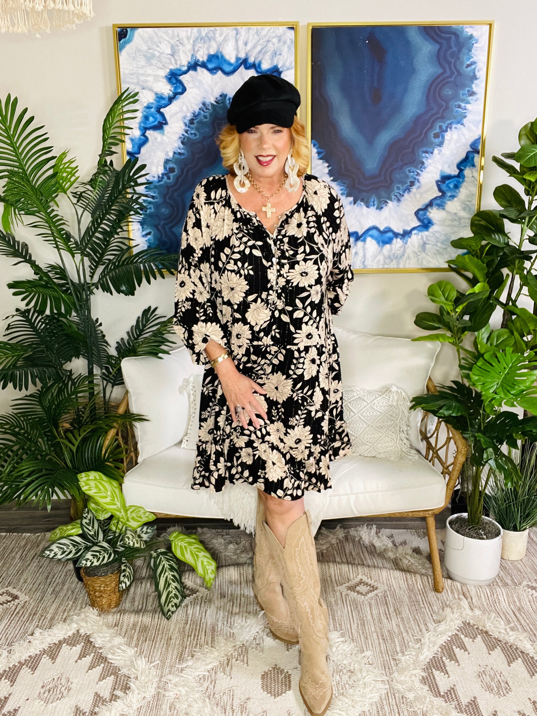 Timeless Blooms Dress - DR284BK