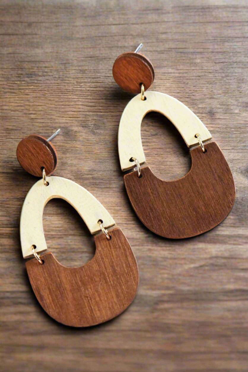 Boho Laser Cut Wood Earrings E015BR