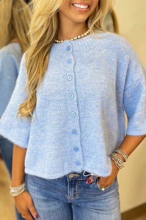Easy To Style Blue Knit Sweater Cardigan