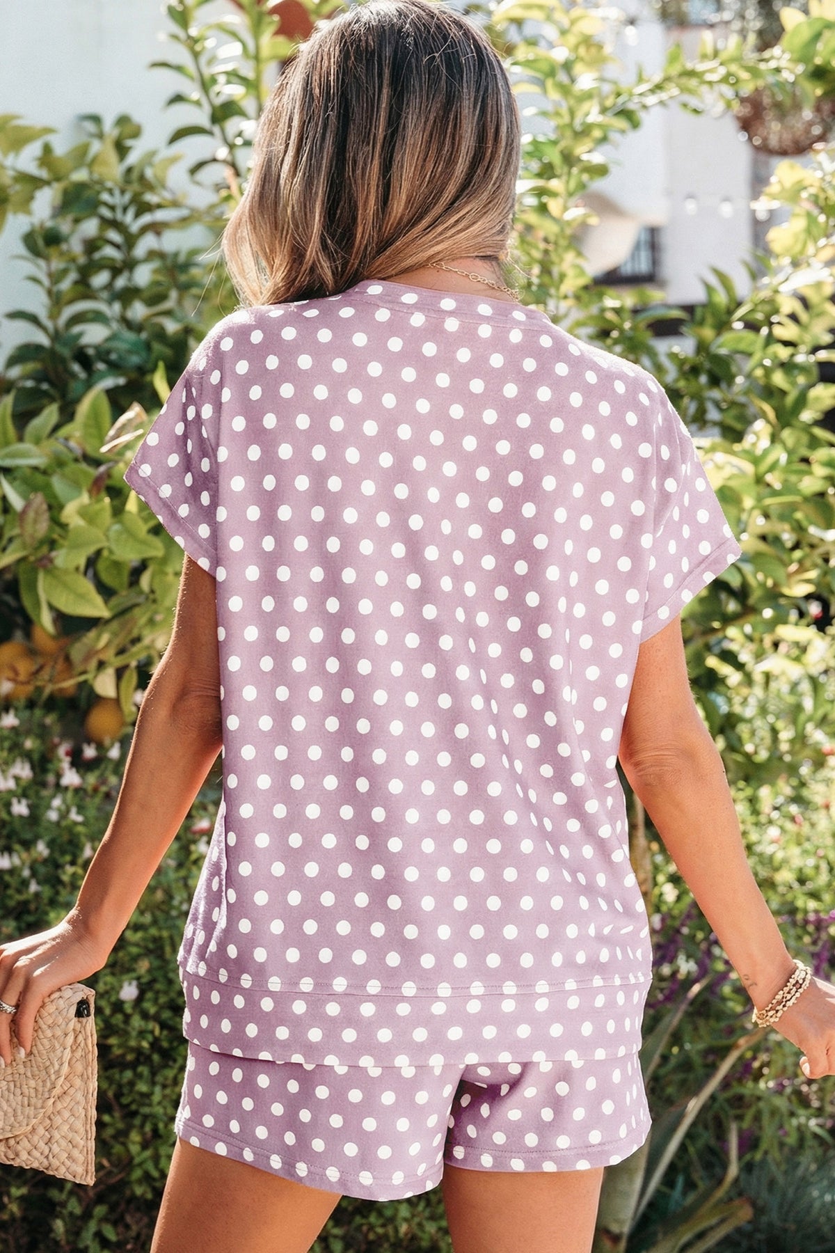 She's Got A Way Purple Polka Dot Top And Short Set