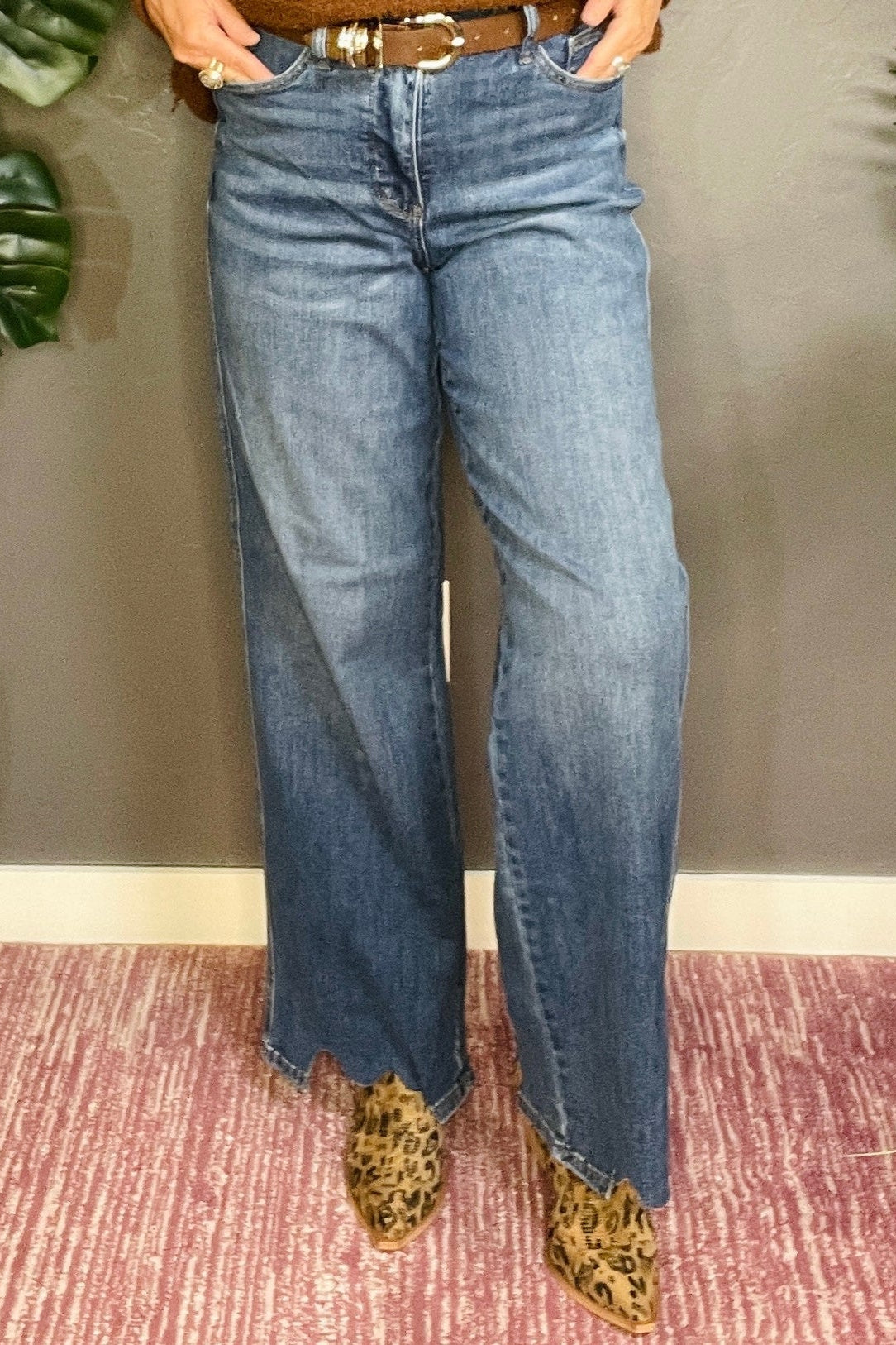 Indie High Waist Tummy Control Raw Hem Jeans