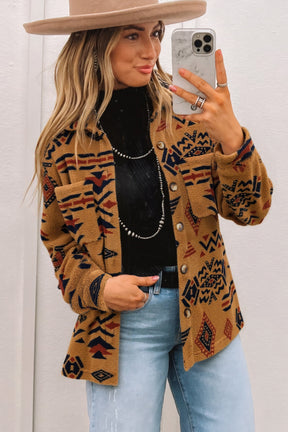 Warm You Up Aztec Pattern Fleece Shacket