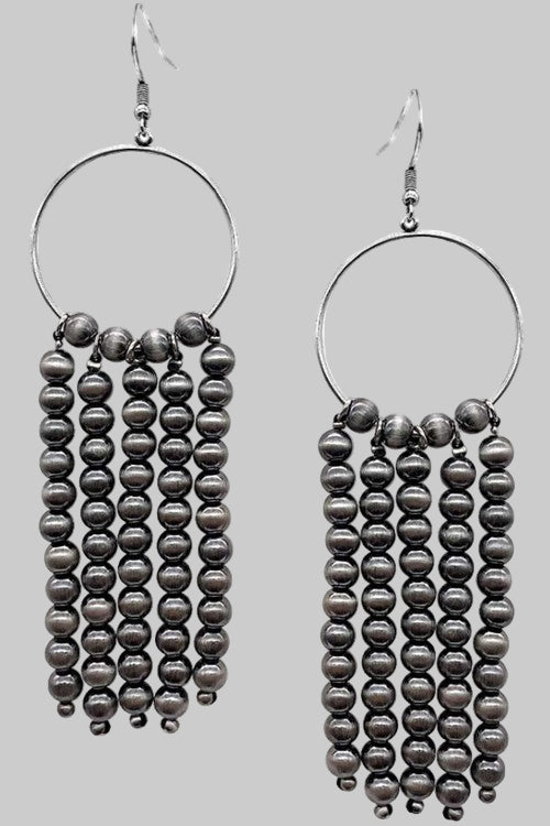 Navajo Beaded Tassel Dangling Earring - E041SI