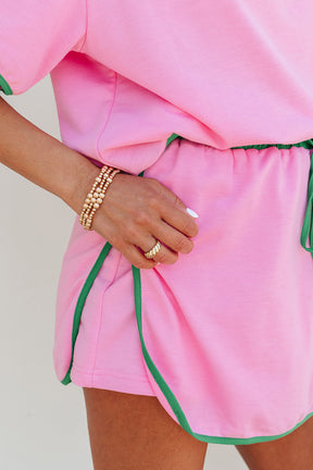 Taking It Easy Bonbon Colorblock Top and Skort 2Pc Set