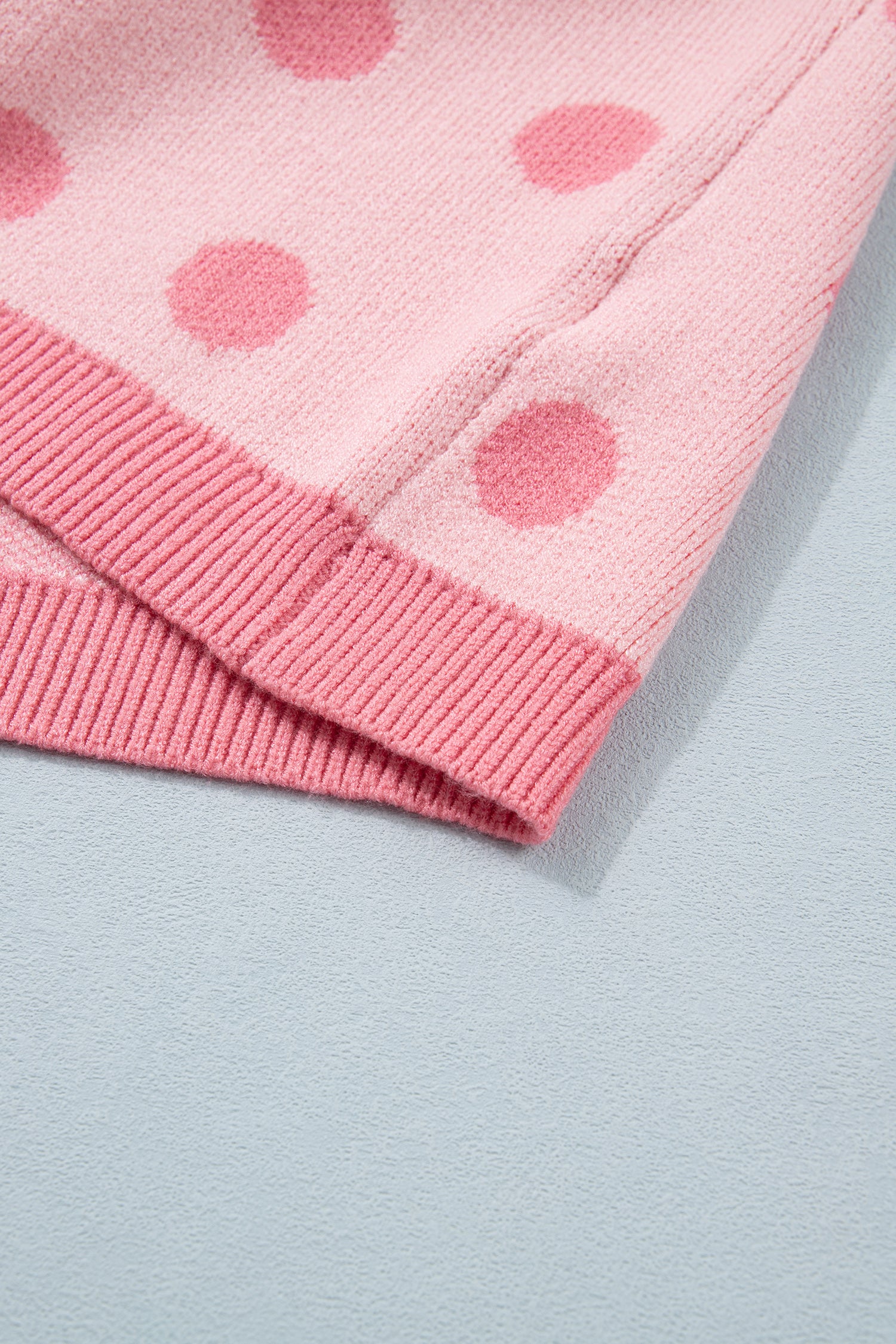 Haute Spot Rose Red Polka Dot Sweater Top