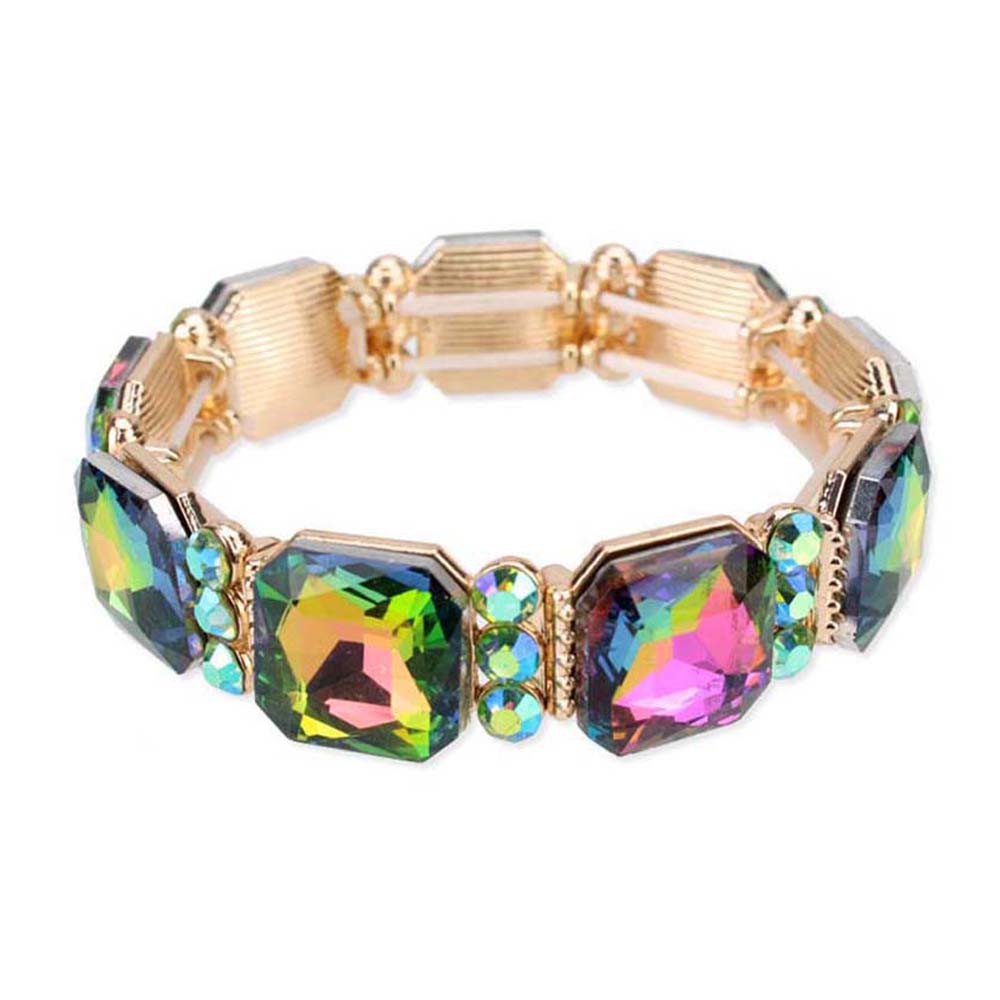 Crystal Cluster Jeweled Stretch Bracelet (4 Colors) - B040