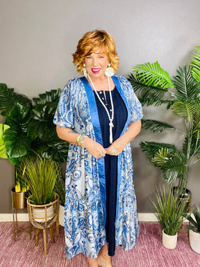 Now And Then Blue Boho Kimono - OT150BL