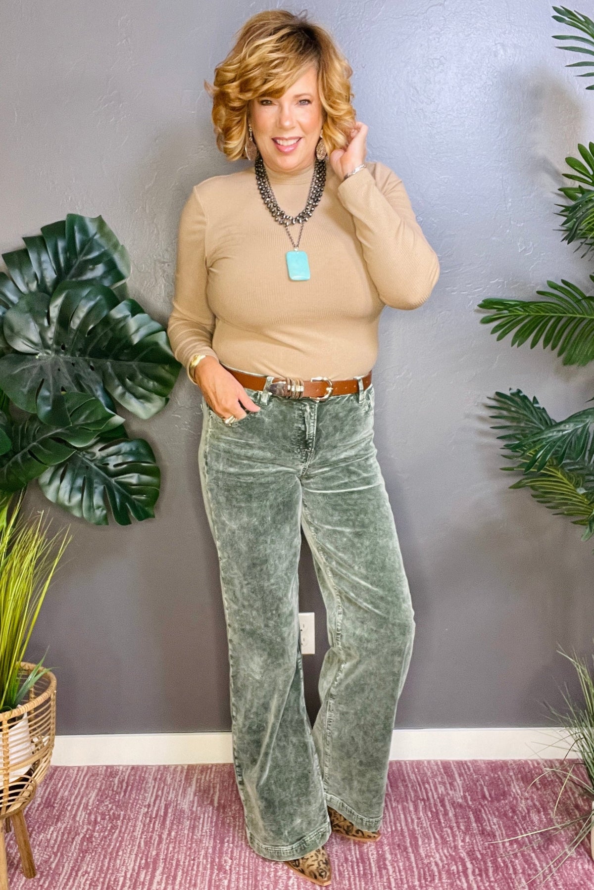 Harper Full Size High Rise Wide Leg Corduroy Jeans