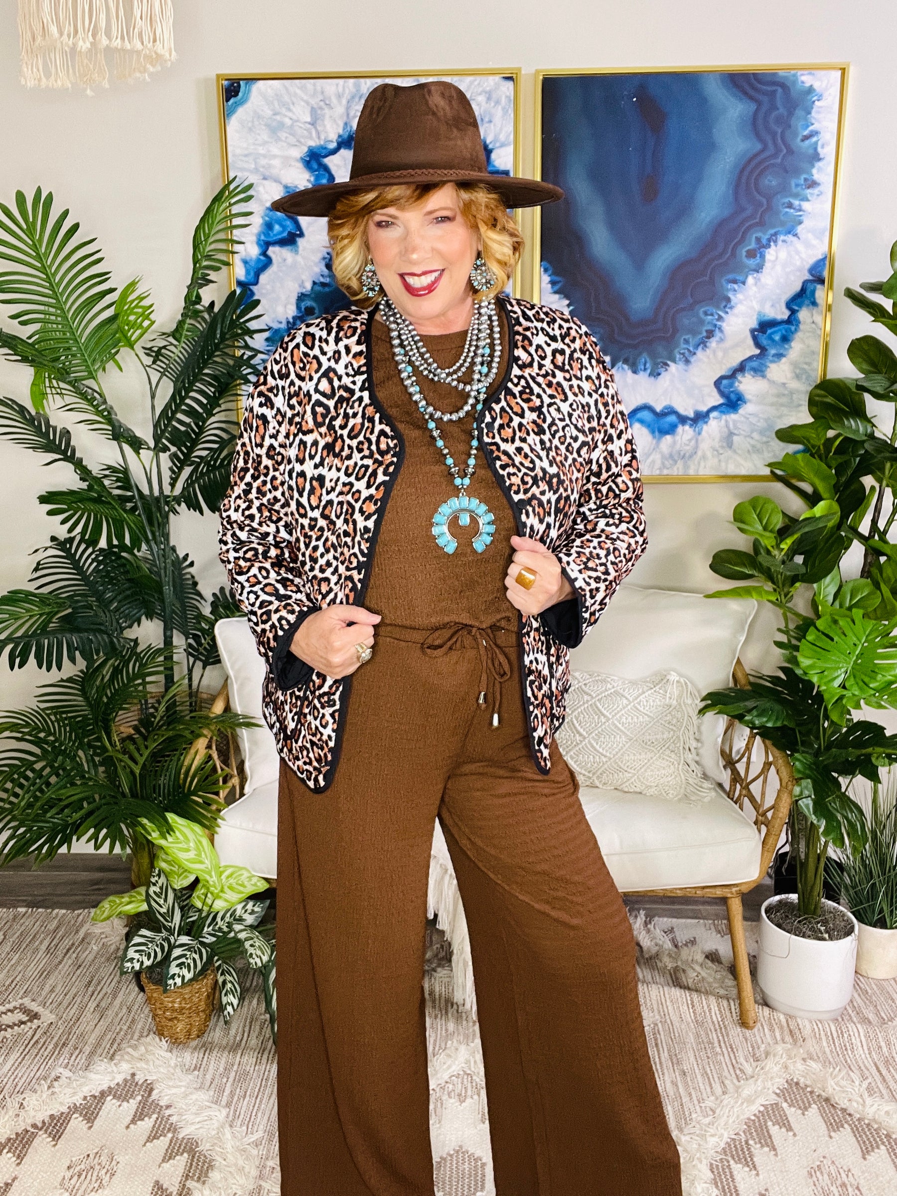 City Stroll Brown Top And Pant Set - YF005BR