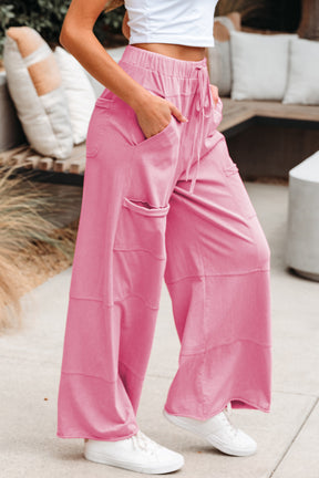 Running To You Bonbon Mineral Wash Wide Leg Cargo Pants