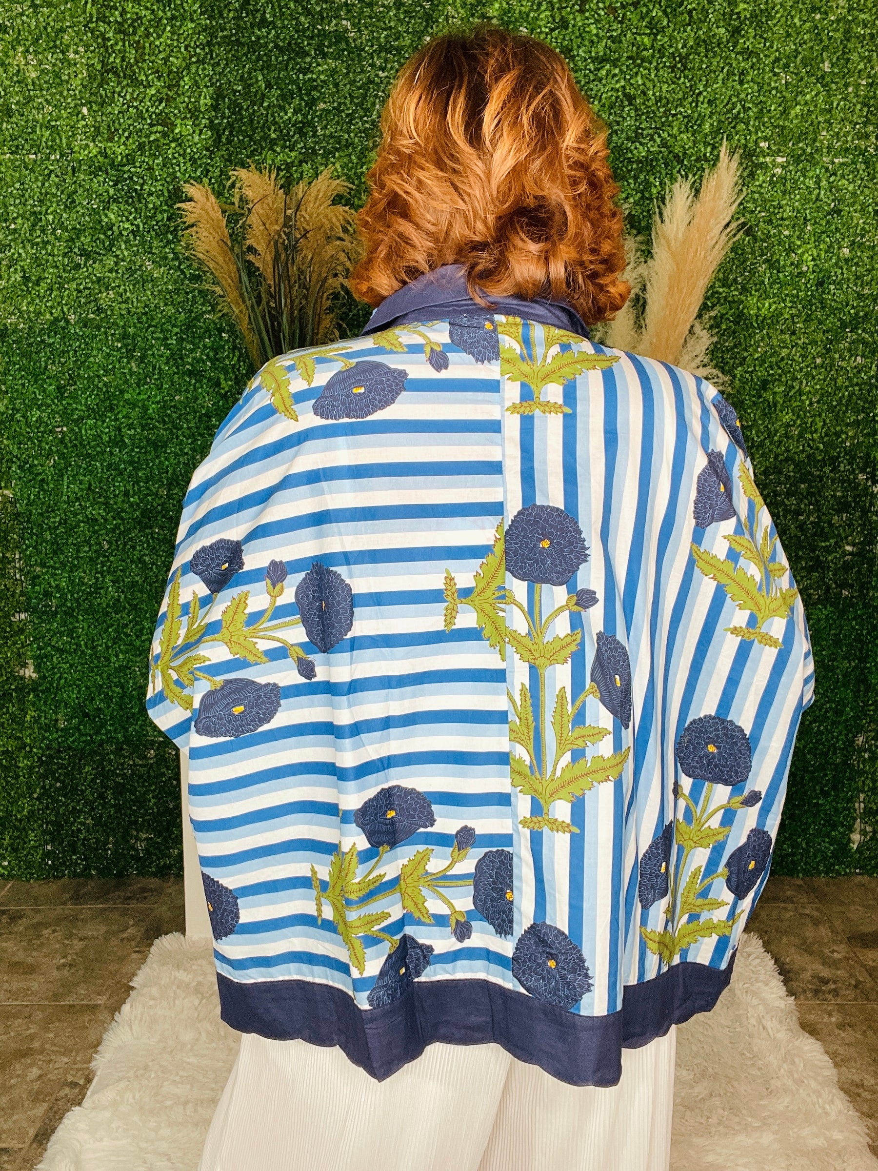 Dashing Darling Blue Floral Stripe Top