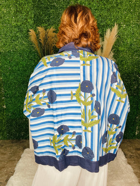 Dashing Darling Blue Floral Stripe Top