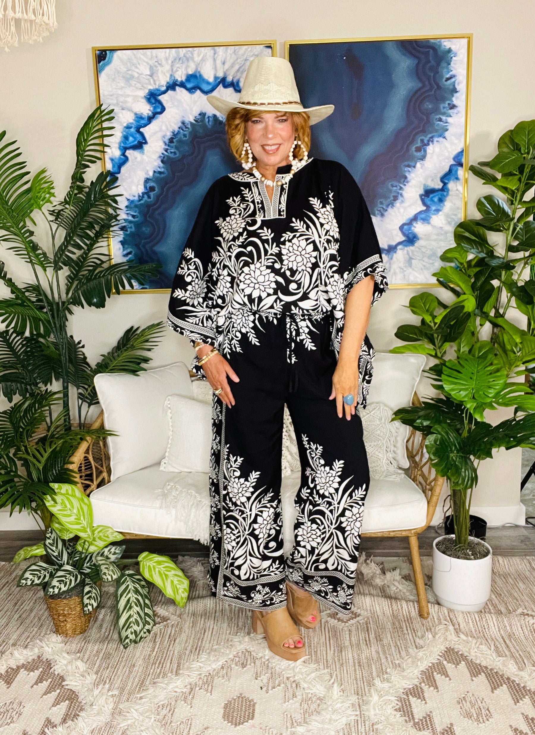 Southern Charm Black Top And Pant Set - SET059BK