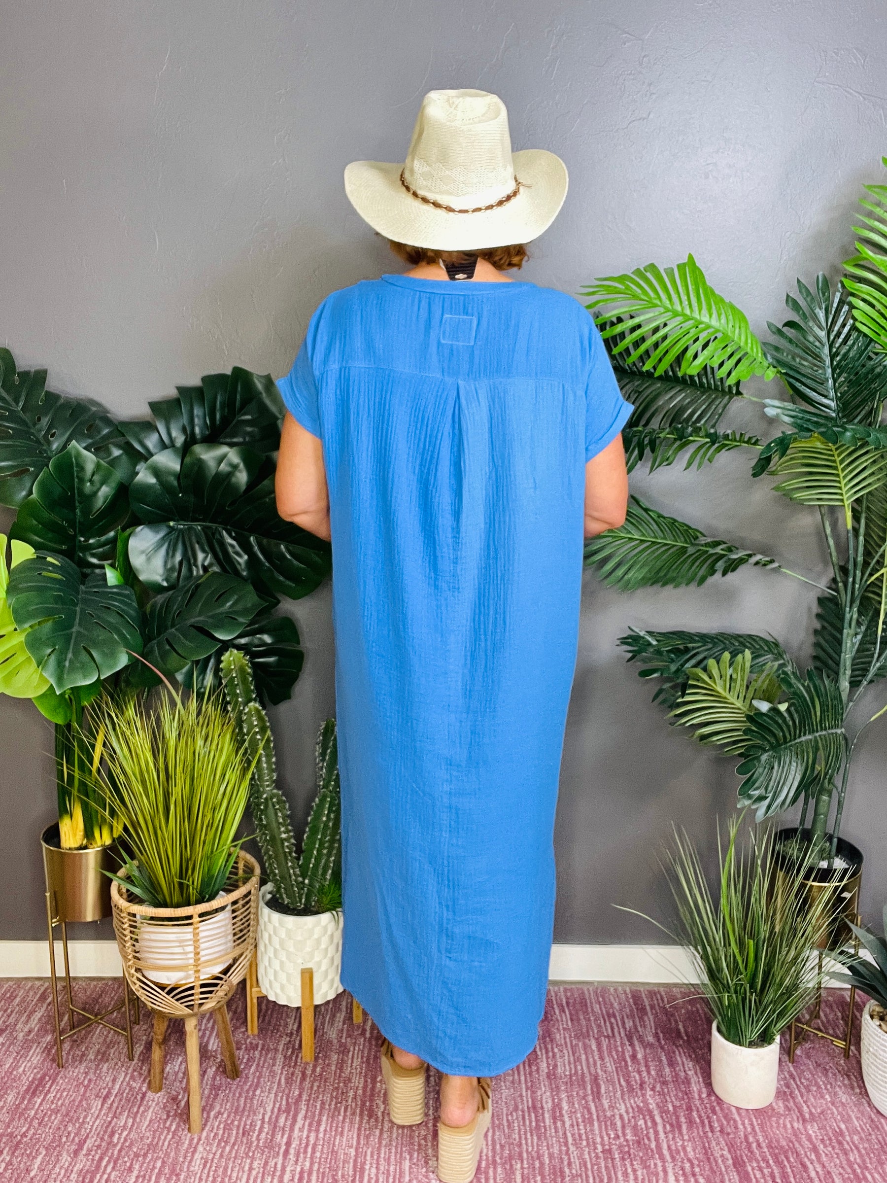 Endless Possibilities Blue Gauze Midi Dress