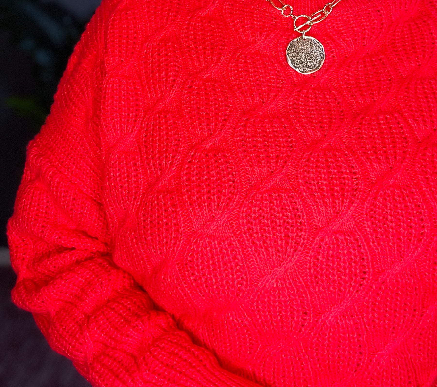 Cozy Up Cable Red Mock Sweater - S001RD
